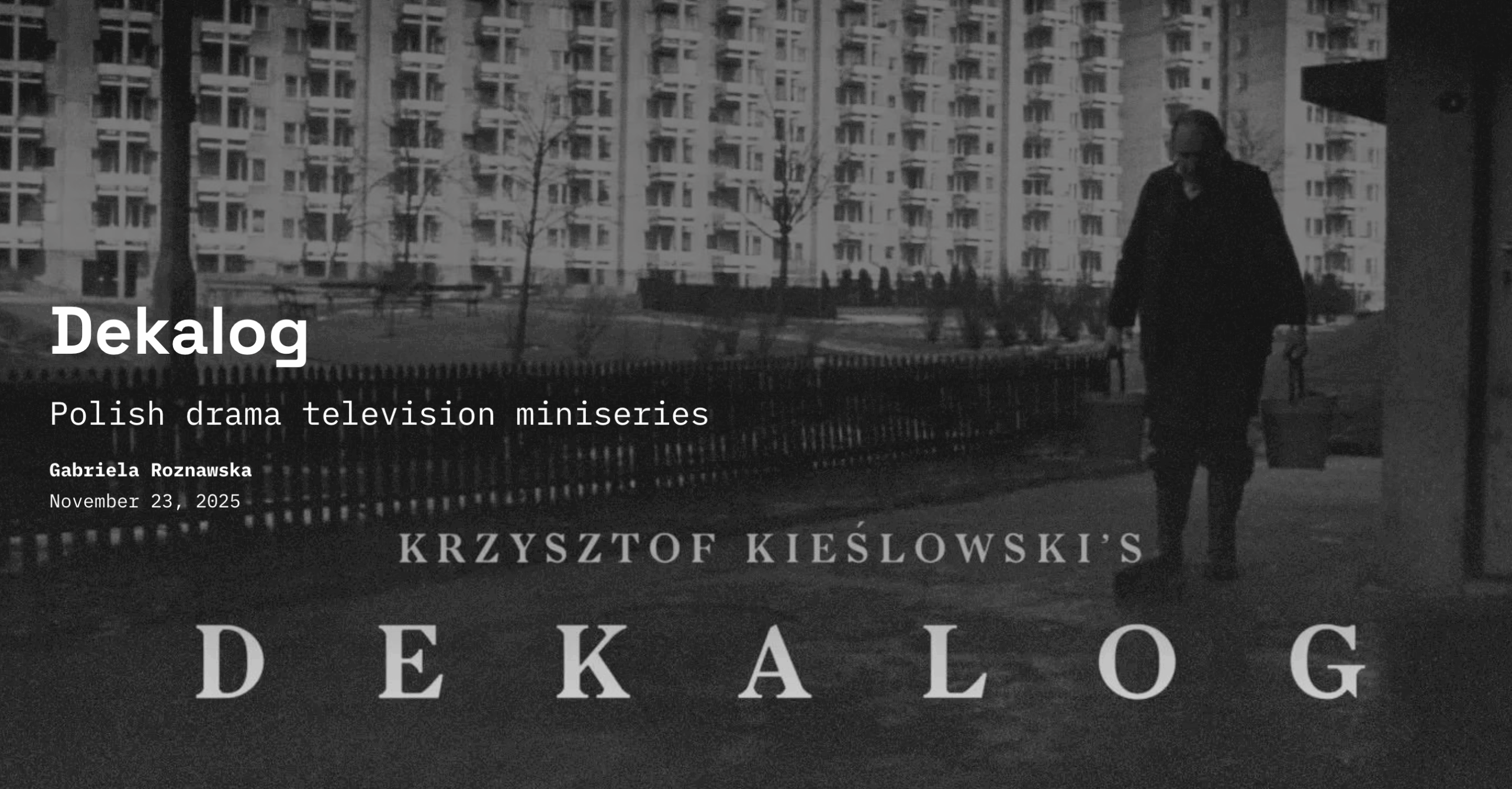 The top header of a story map on series Dekalog