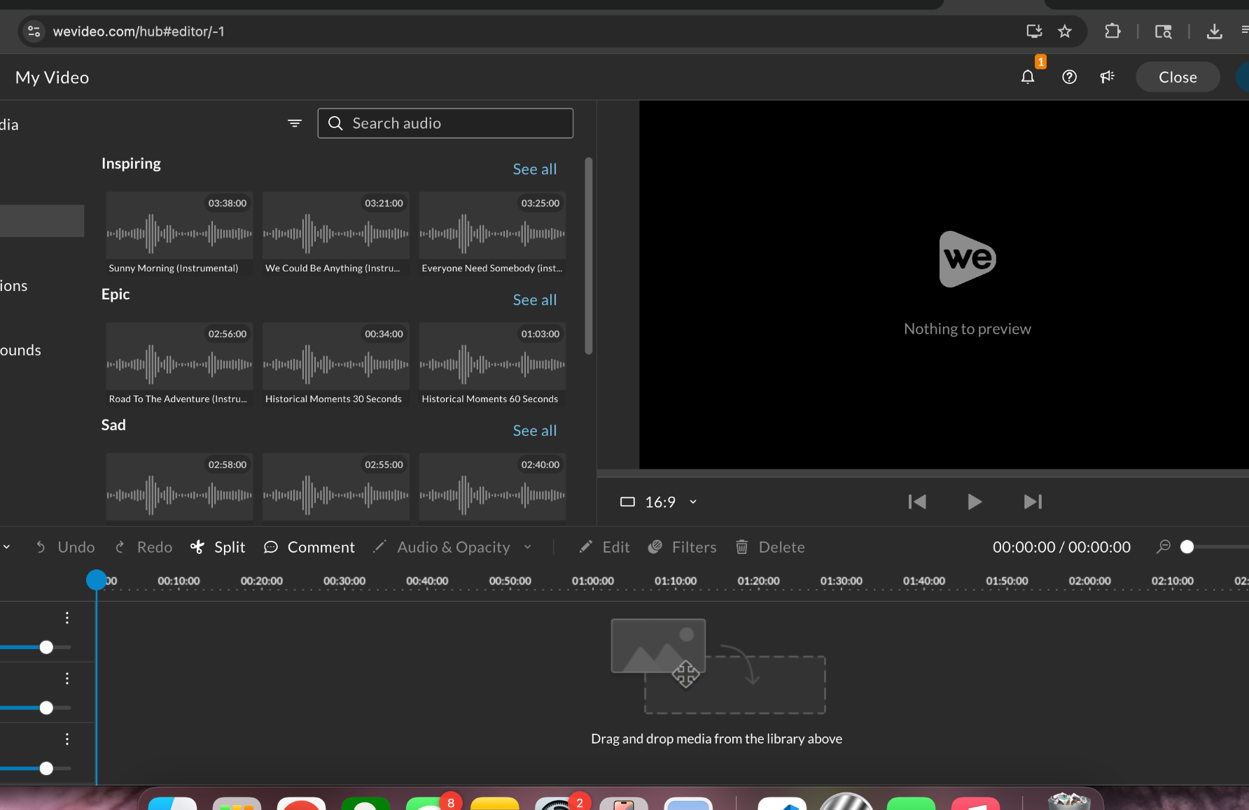 Screenshot showing "My media" side contents